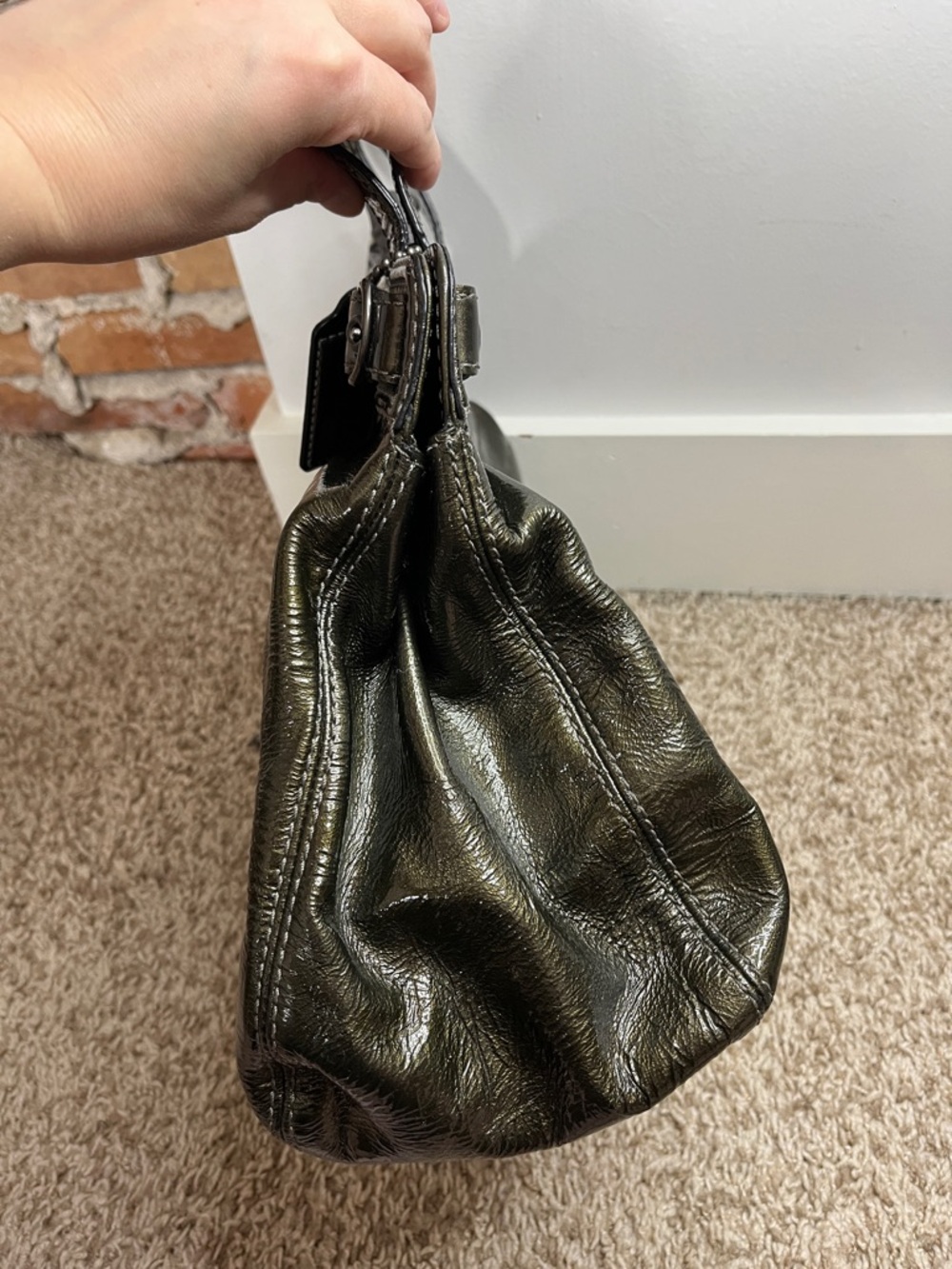 Coach D0973-13915 Mia Gunmetal Pleated Leather Carryall Shoulder Bag - Picture 3 of 16